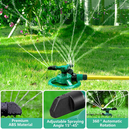 360 Degree Rotating Durable 3 Arms Adjustable Water Sprinkler Gardening