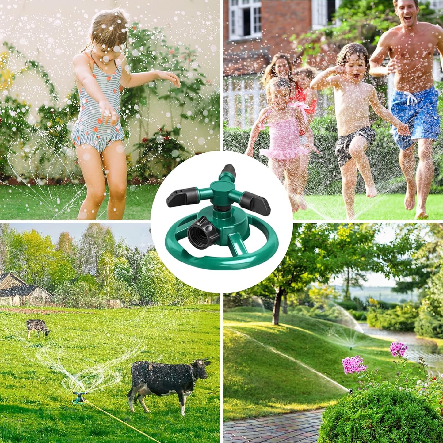 360 Degree Rotating Durable 3 Arms Adjustable Water Sprinkler Gardening